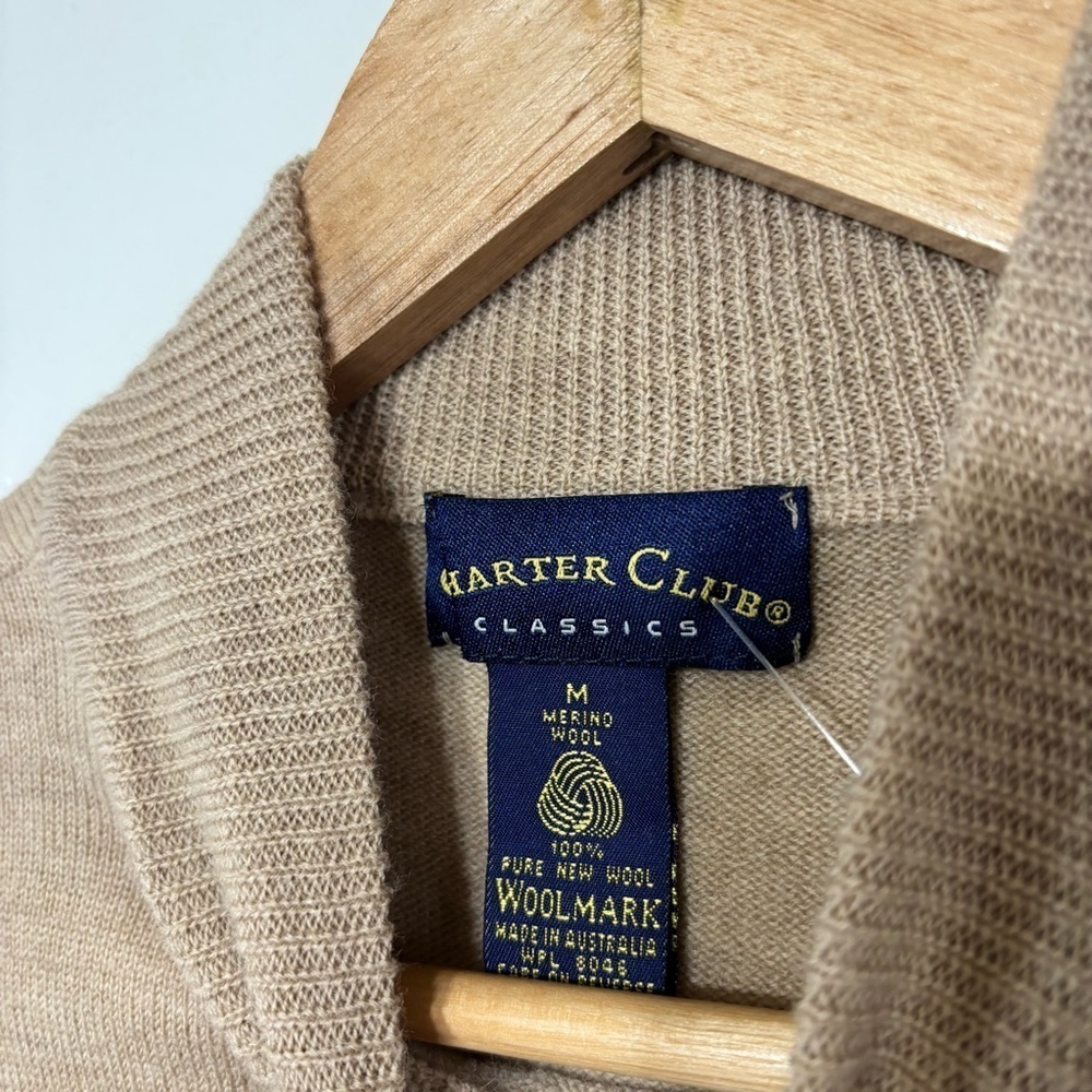 Charter Club Beige Closet Basic 100% Wool Mock Neck Sweater Size M - Picture 2 of 3